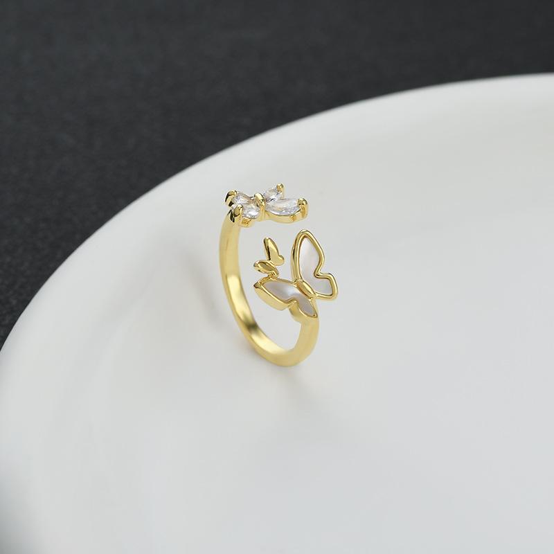 Verstellbarer Damenring Muschel Schmetterling Mode Persönlichkeit Einfach Sauber Ins Mädchen Sommer Strandurlaub Schmuck Fingerring Hochzeitsfeier Schmuck