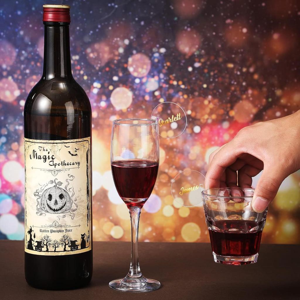 1Set 60Pcs Acrylic Party Beverage Labels - Circular Blank Glass Discs for Drink Identification, Ideal for Events & Gatherings