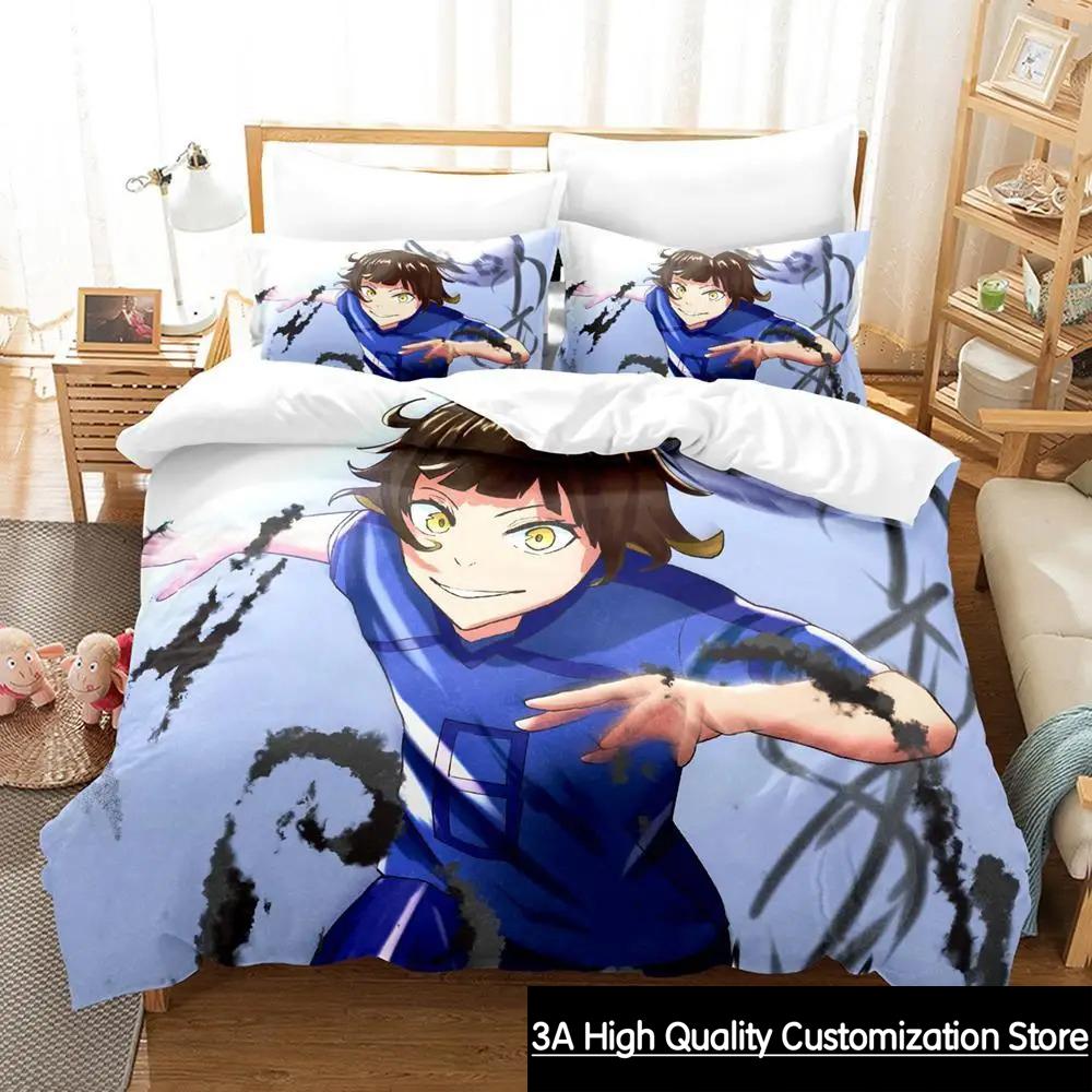 2023 New Blue Lock Bedding Set Cartoon Anime three-piece set Adult Boys Bedroom Duvetcover Sets 3D Kawaii colcha de verano cama