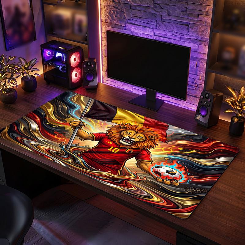 Belgium Football Crest Mouse Pad, Extended Non Slip Rubber Desk Mat for Gaming Office Laptop Fan Gift