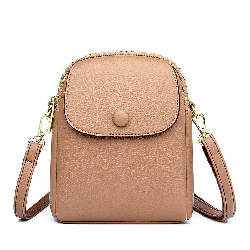 Women's Crossbody Mobile Phone Bag  New Fashionable Small Bag  Fashionable Simple Casual and Versatile Soft Lychee Leather Pattern Shoulder Bag