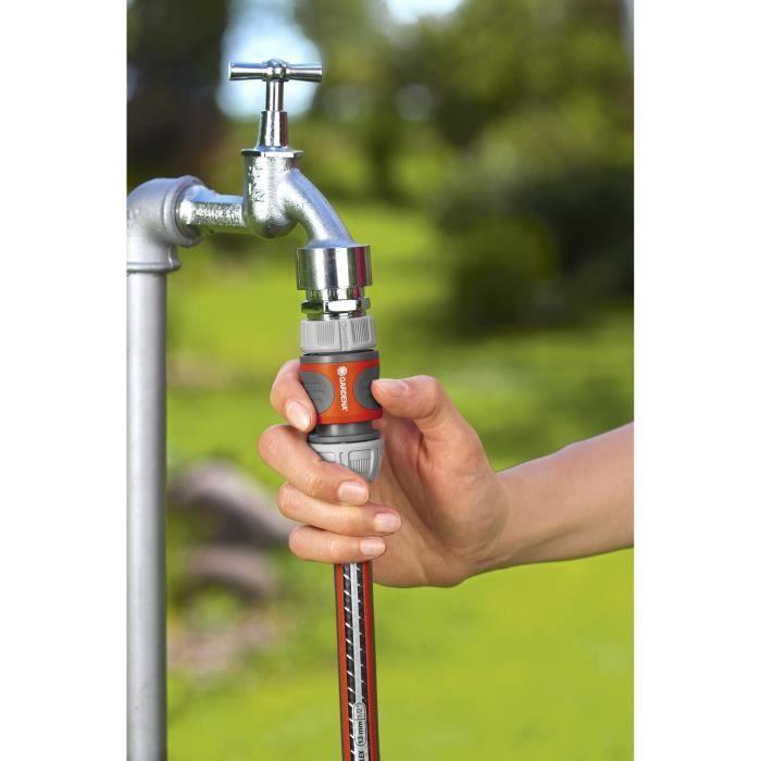 Gardena raccords rapide et aquastop ø13 mm et ø15 mm – pour début et fin de tuyau –résiste au get et uv garantie 5 ans