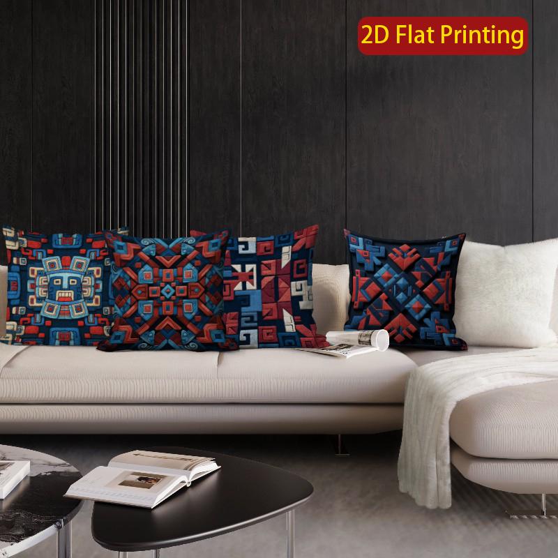2D Bohemian Aztec Geometric Throw Pillow Covers Pattern Cushion Cover Suitable For Sofa Bedroom Car Pillow Cover