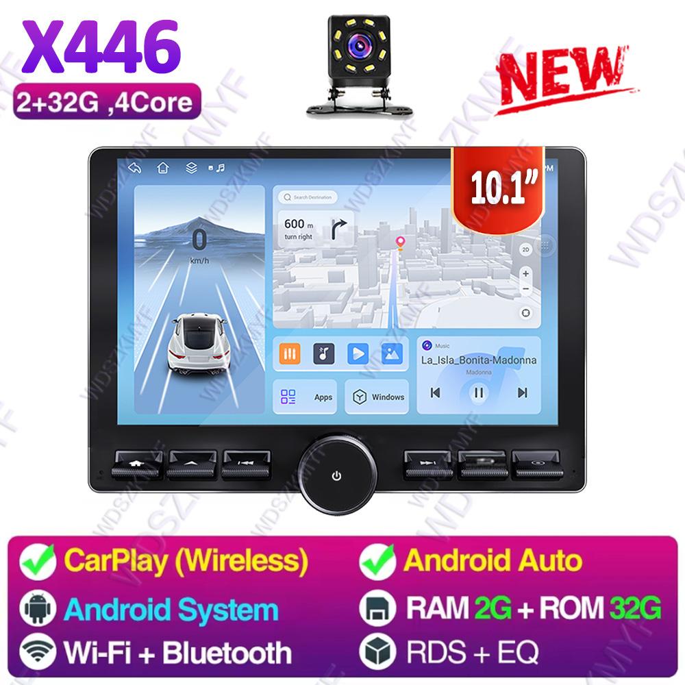 2025 NEW 2DIN Stereo Upgrade,10.1" Single Knob Keybutton Touch Screen Android 13.0 with Wireless CarPlay, Android Auto, AM/FM