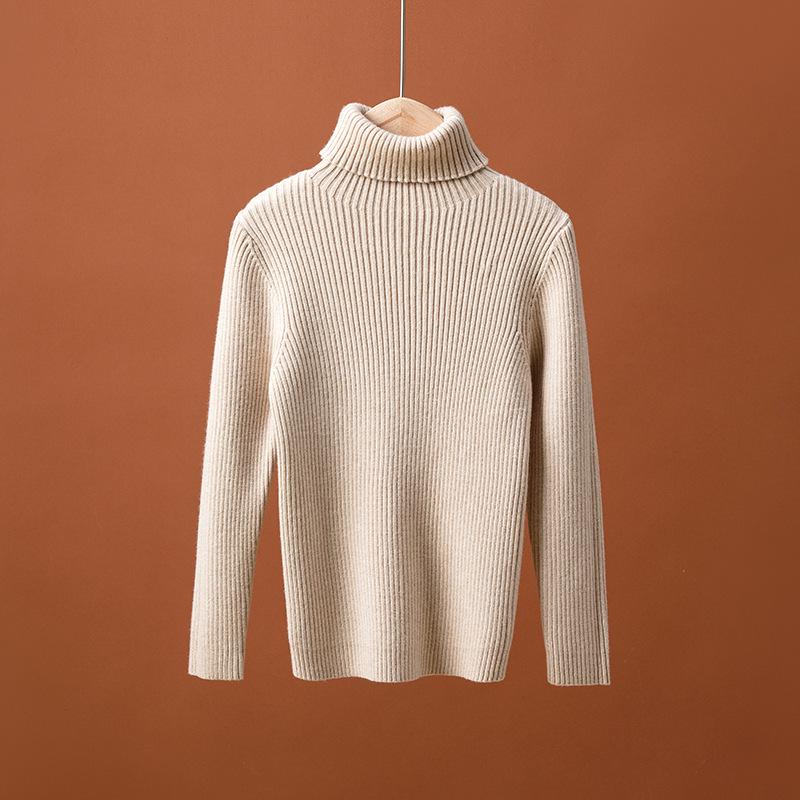 Girls' High Neck Knit Sweater - Stylish Long Sleeve Pullover for Medium & Large Children, Perfect Autumn & Winter Base Layer.