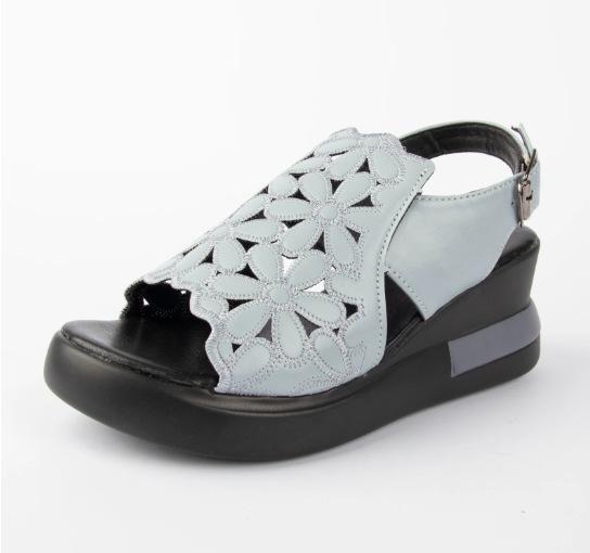 

новые корейские спортивные сандалии женские для улицы летние с ремешком на одной пряжке женская обувь повседневные сандалии на мягкой подошве-маффине женские 40 синий