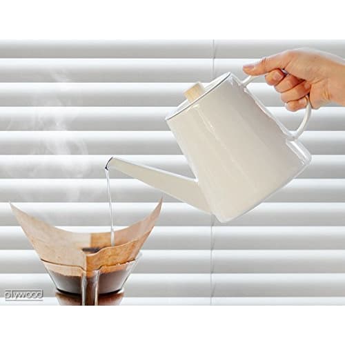 Form Lady Kaico Japanese-made Enamel Drip Kettle, White, Approx. Width 23.5 X Depth 13 X Height 15.9 Cm (K-017)