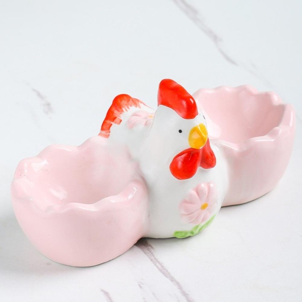 Chick Design Egg Holder Ceramic Egg Storage Compartments Creative Egg Tray Egg Tool