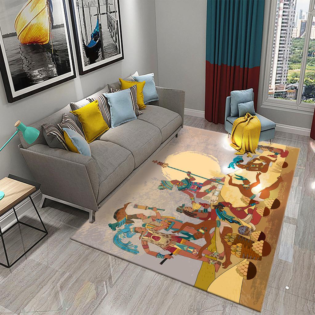 Non-slip Rug Outdoor Living Room Bedroom Decoration Mexico Mayan Tribal Culture Rug Bathroom Kitchen Door Mat