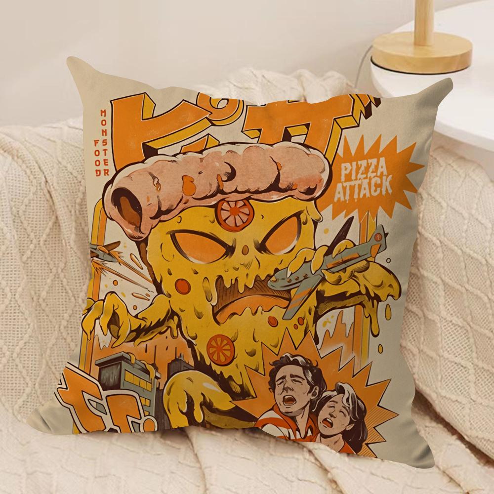 Food Disaster Cushion Cover Silky Short Plush Sofa Pillow Cover Hidden Zipper Soft Dustproof Case for Home Decor