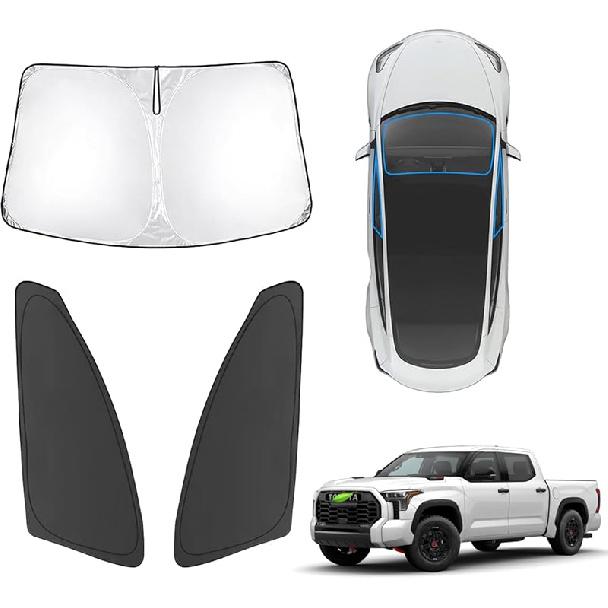 Karltys 3PCS Windshield Sun Shade For -2025 Hyundai Santa Cruz, 210T Thickened Front And Side Window Sunshade Cover  Fit Santa Cruz, Foldable Sun