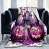 1pc Purple Pumpkin Halloween Cartoon Blanket  Soft and Cozy Throw for Home Decor, Perfect Gift, Living Room, Travel, Camping, Car Blankets