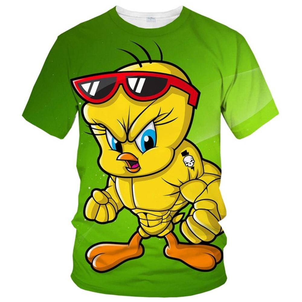 Verkaufe Sommer-Modetrend T-Shirt 3D-Druck niedliches Entenmotiv lässig und bequem Rundhalsausschnitt Oberteil