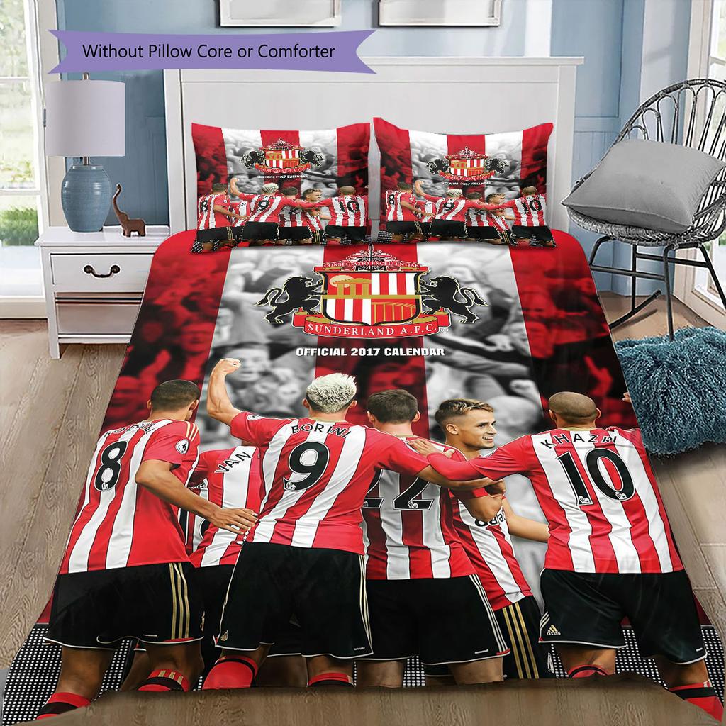 Sunderland AFC Player Pattern Bedding Home Decoration Birthday Gift ( 1 duvet cover + 2 pillowcase, without core),fan merchandise.