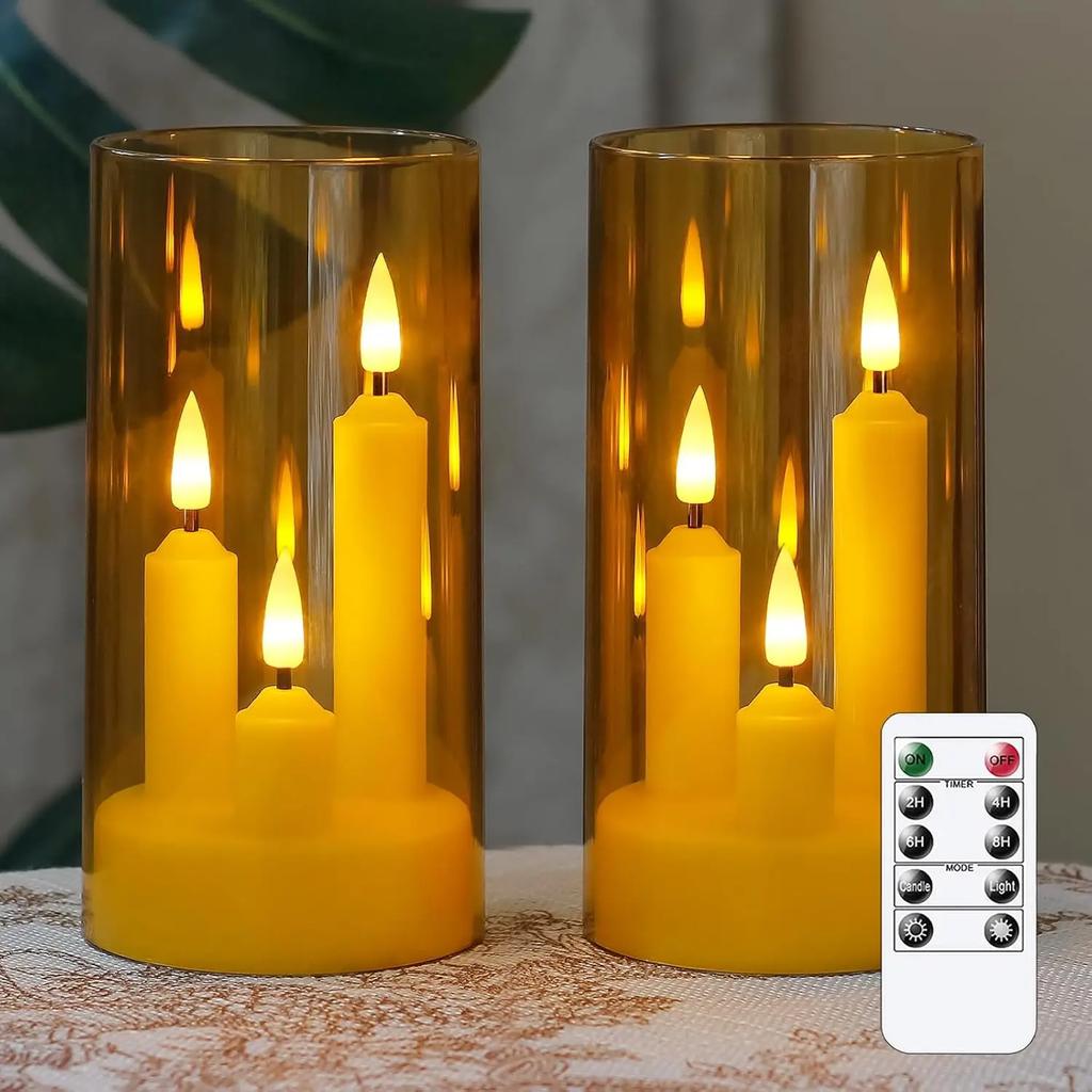 3IN1 LED Elektronische Kerze Teelicht Mehrfarbig LED Kerze Mit IR Fernbedienung Flackernde Lampe Acryl Kerzen für Weihnachten Hochzeit