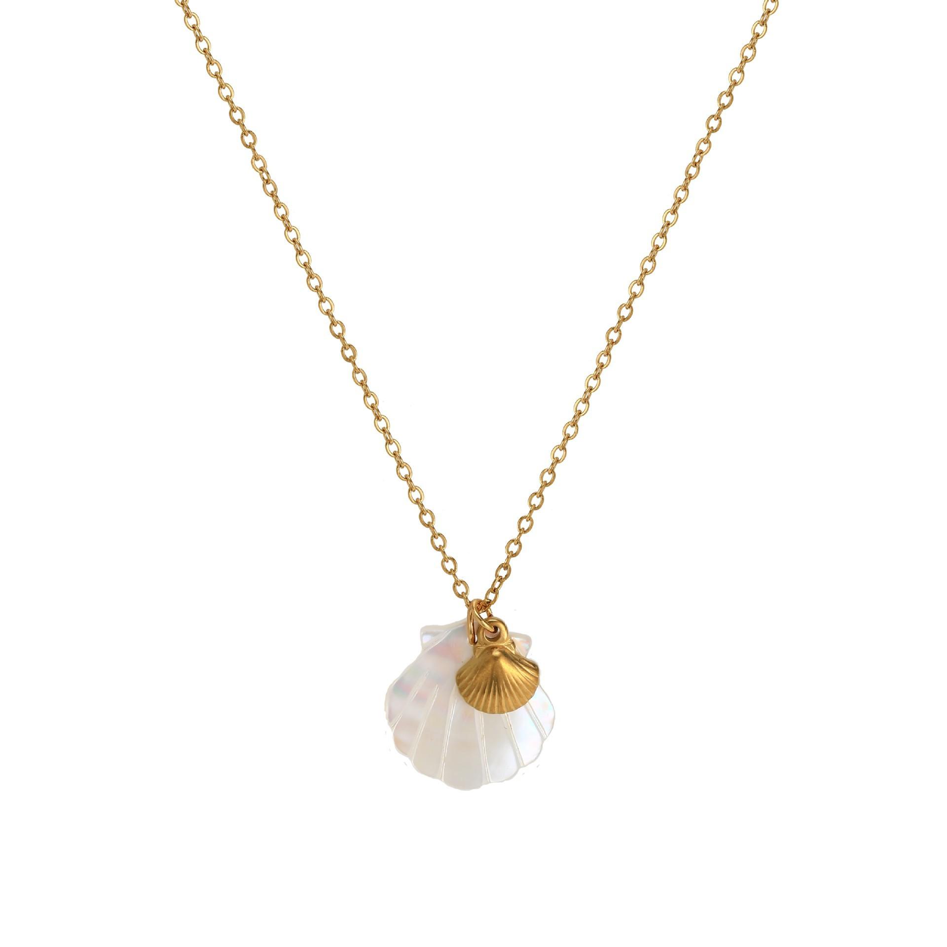 

Beach Starfish Necklace Summer Style Conch Pendant Shell Diy Necklace Stainless Steel Plated 18K Gold Color Retention