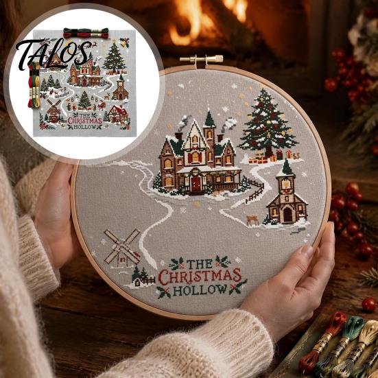 Embroidery Starter Kit for Adults Christmas Cross Stitch Kit, Winter Holiday DIY Xmas Handmade Decorations Tree Craft Adults, Home Decor Festive Gift