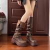 Thick-soled boots children spring and summer new small versatile and thin pile