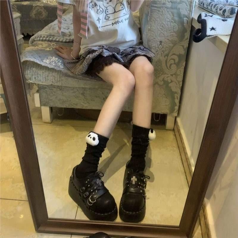 Lady Spring and Autumn Cute Cartoon Doll Panda In The Tube Pile Pile Socks