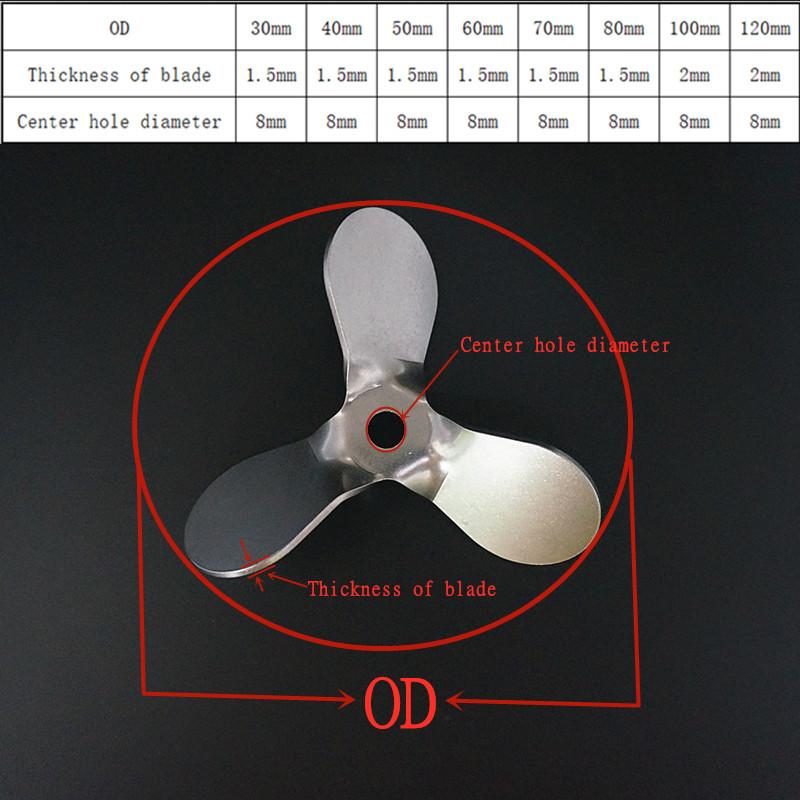 1pcs Lab Stainless Steel DIA40mm To 120mm Three Blade Propeller Stirring Dispersing Rod with Nut,Blade and Rod Choose Separetely