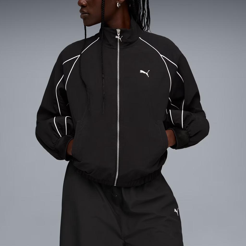 Puma Balloon Sleeve Piping Relaxed Woven Track T7 Jacket Women jackets 636794-01