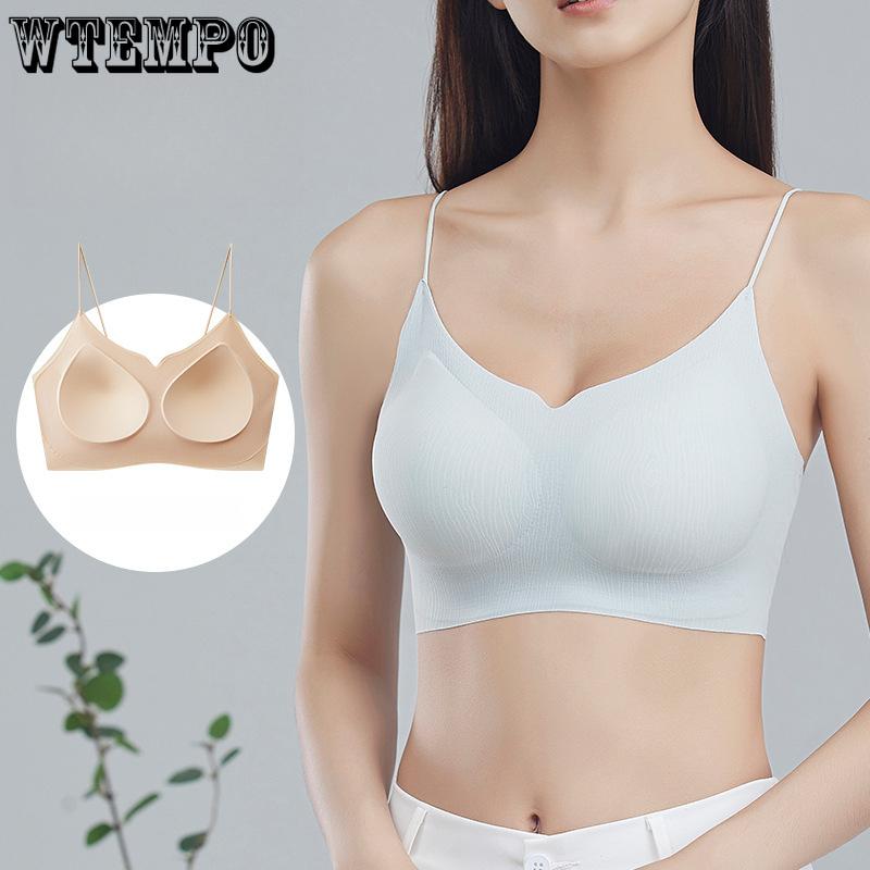

Summer Seamless Bra Women s Thin Underwear Women s Sexy Suspender Beautiful Back Chest Wrapped Fixed Cup Bra 2XL бежевий