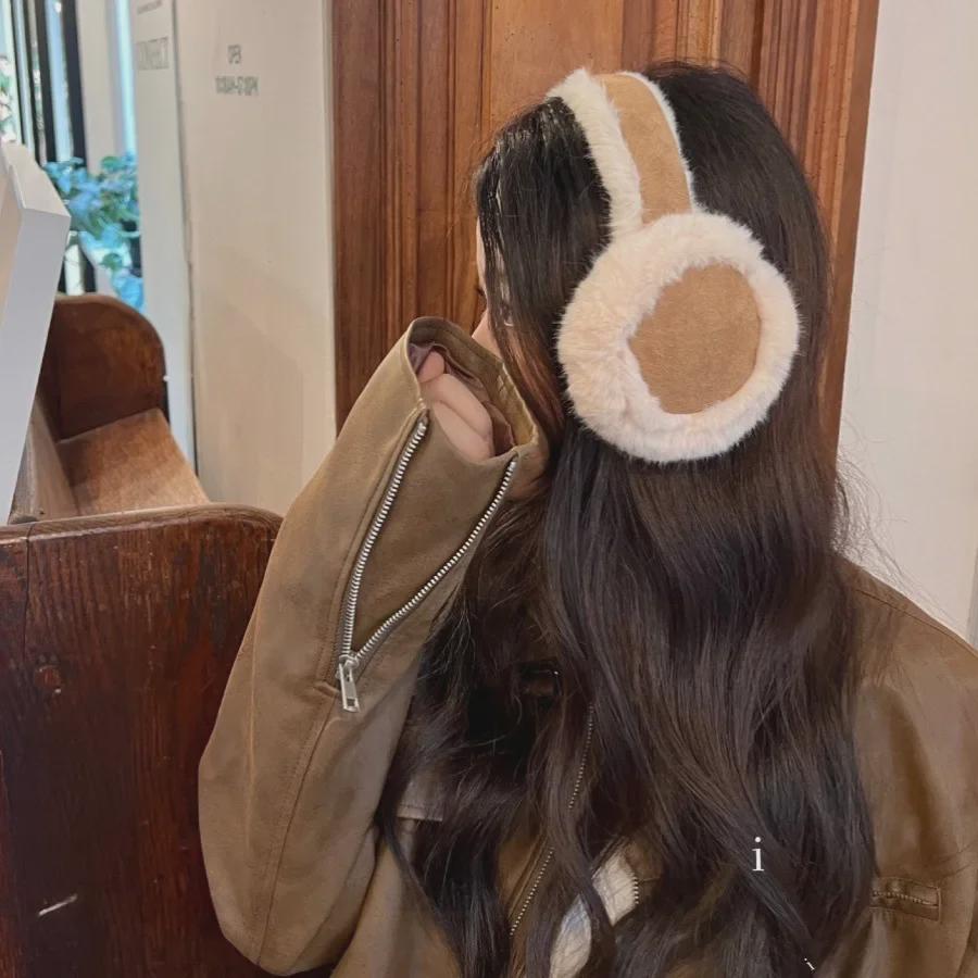 Maillard Brown Plush Earmuffs - Cute, Warm Ear Protection for Winter Cycling