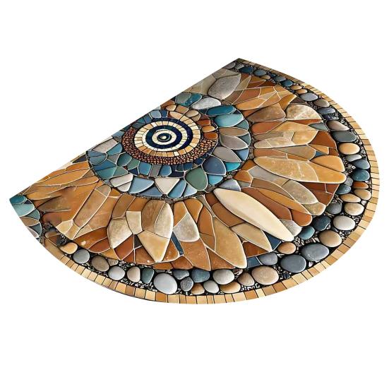 Fußmatte Rutschfest Stabiles Design Farbecht Saugfähig 3D-Illusions-Teppich Halbkreis Wohnzimmer Schlafzimmer Eingang Dekorativer Fußabtreter