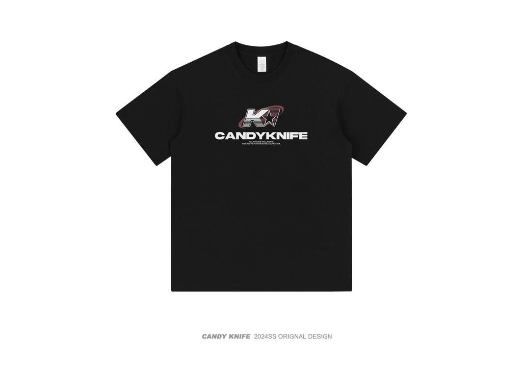 Arc Print American Retro Unisex Sommer Locker Geschnittenes T-Shirt