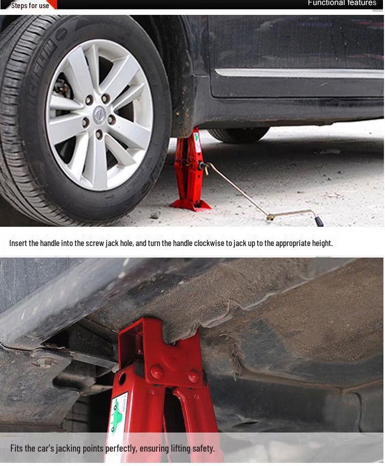 Cric Auto 2.0T cu Manivelă Foarfecă, Utilizare de Urgență în Aer Liber, Negru