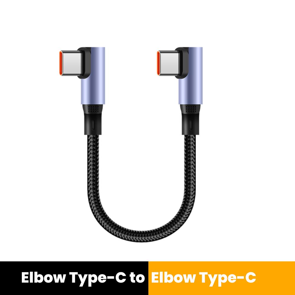 15CM 30CM Dual Elbow Type C to Type C Cable 90 Degree Short Power Bank Fast Charging USB C Data Cord  For iPhone 15 16 Samsung