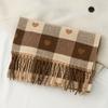 Women'S Autumn And Winter Heart-Patterned Scarf Plaid Comfortable Scarf Thick Warm Large Blanket Shawl Scarf Pashmina