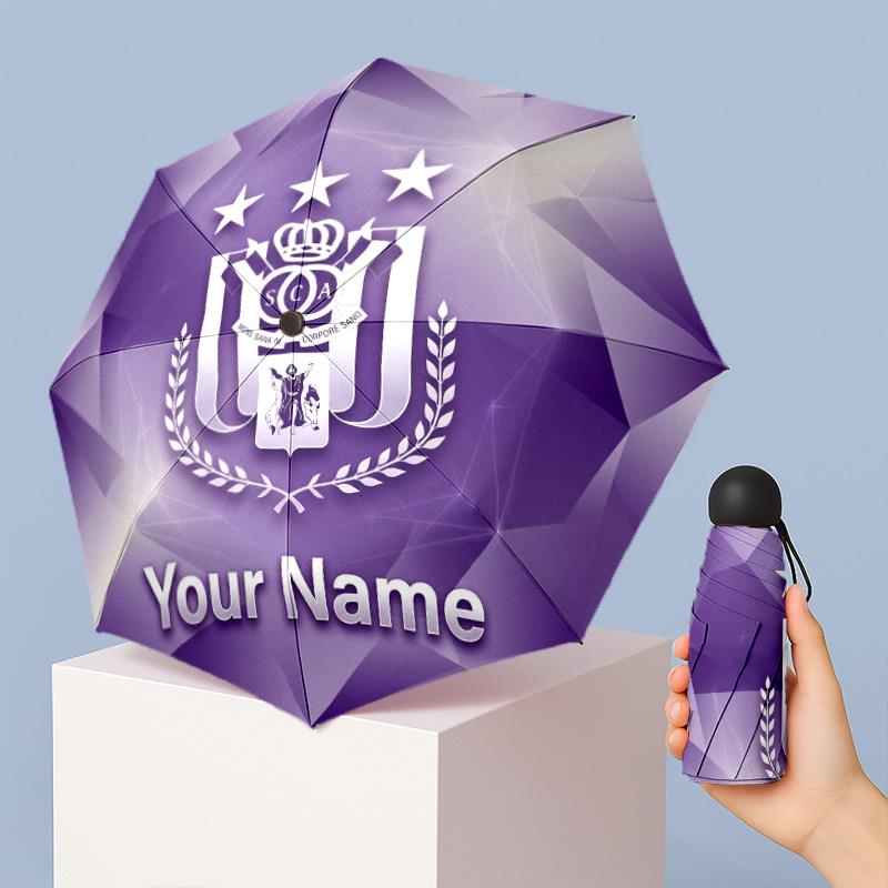 Anderlecht FC Manual Five Fold 8 Rib Umbrella Support Custom Text, Lightweight Travel Umbrella