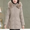 Middle Age Woman Jackets Winter Plus Size Outerwears Hooded Faux Fur Collar Thick Warm Casual Winter Coat Female Parkas