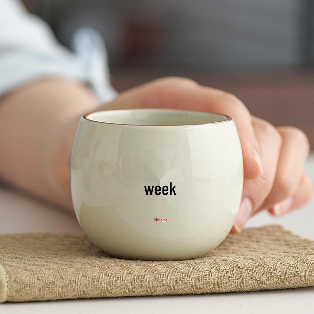 High-grade Ru Ware Personalized Ceramic Tea Cup with Hundred Family Surnames