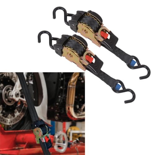 MOTO4U Automatic Tie-Down Belts, Set of 2, 25mm x 3m, Ratchet Belts, Secures Cargo, Secures Cargo