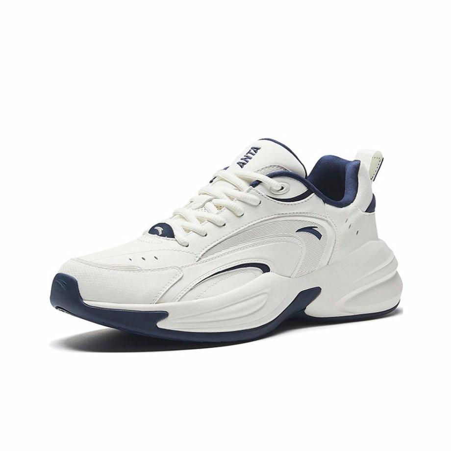 Anta ACE Slip Resistant, Abrasion Resistant, Lightweight Low Top Chunky Sneakers Men's White Dark Blue Sneakers 912338802-1