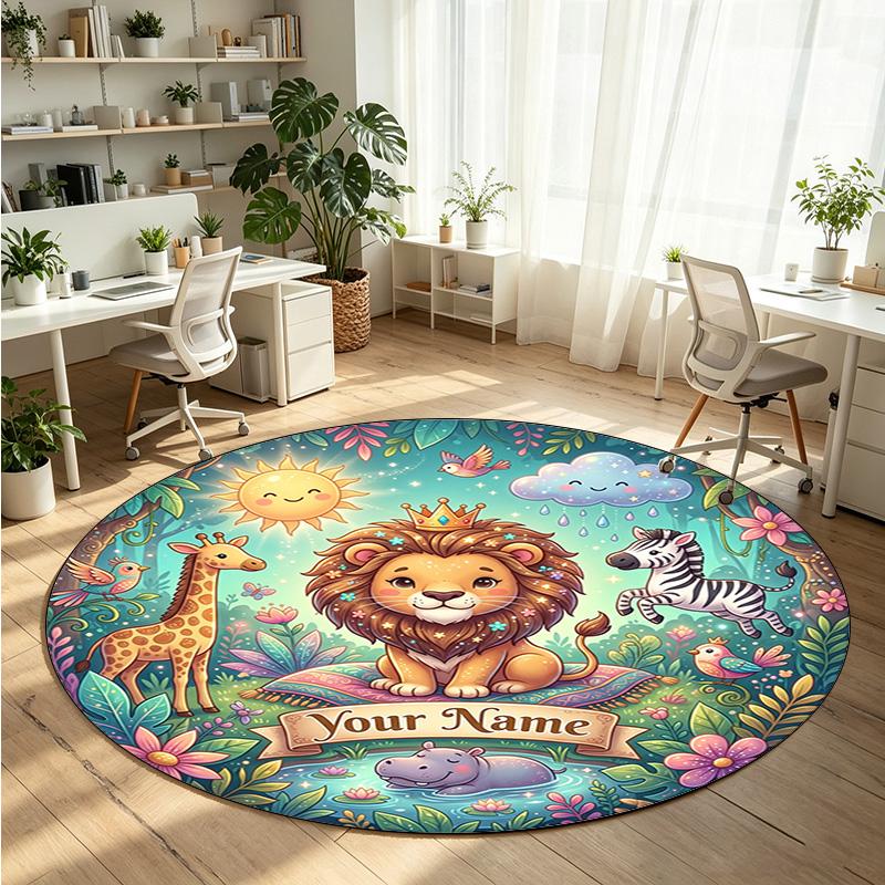 Animales salvajes (342) Alfombra de Terciopelo Redonda con Cristales Personalizada con Nombre y Texto Felpudo Personalizado Decoración del Hogar Alfombra de Cristal Antideslizante