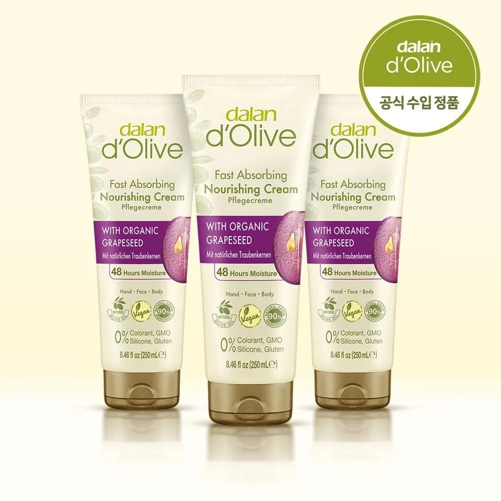 

Dalan Grape Seed High Moisturizing Hand Cream, Hydration Care, Soothing Effect, Natural Derived, 250ml, 3 Pieces