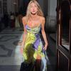 2025 Summer European & American Style Slim-Fit Printed Backless Tube Top Dress