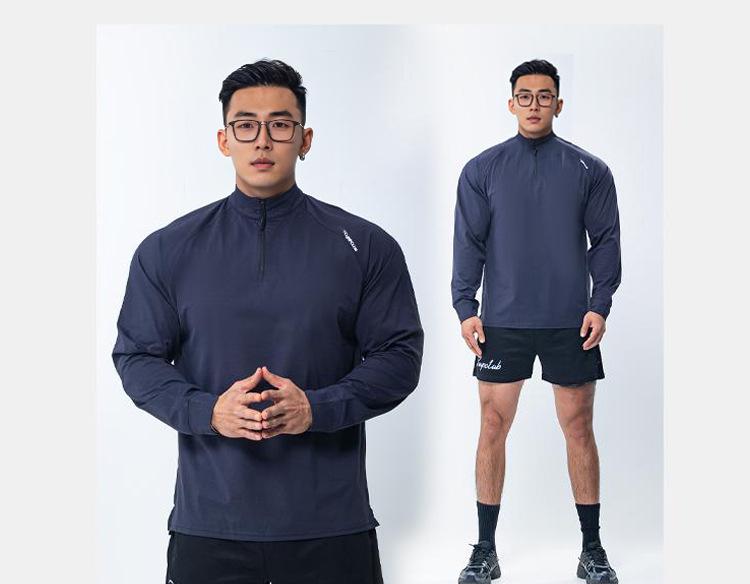 180G Quick-Dry Half-Zip Long Sleeve Fitness T-Shirt