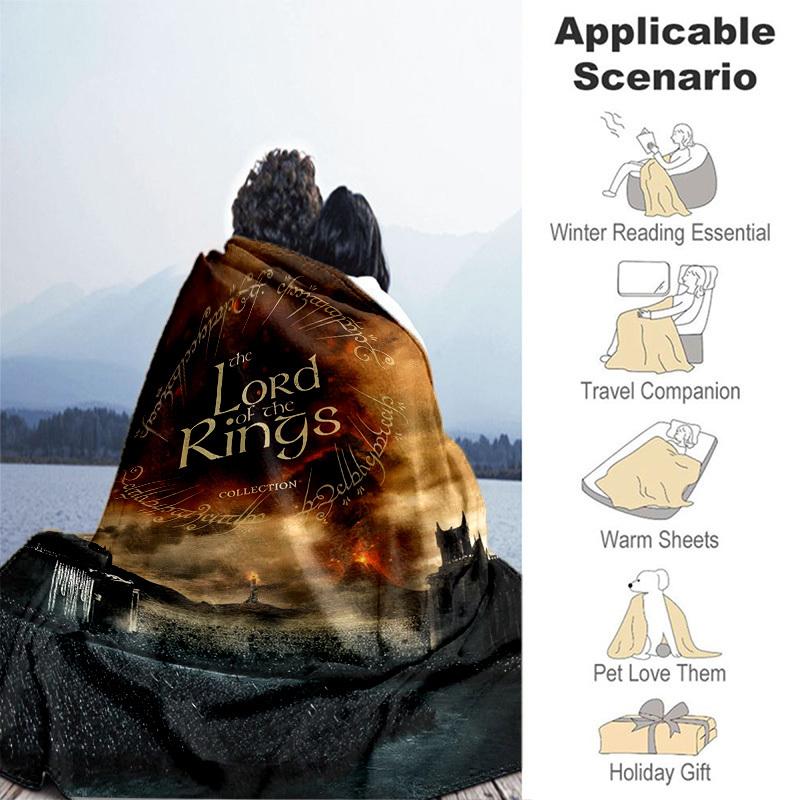 1pc The Lord of the Rings Collection Cartoon Blanket,Portable Throw for Travel & Camping, All Season Cozy Blanket,Ideal Gift