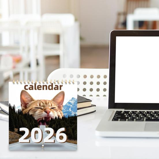 2026 Veggkalender 2026 Jan. des. 2026 12-måneders planlegger med morsomme kattebilder Spiralbundet vegghengt kalender for katteelskere