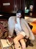 Women's 2024 Eco-friendly V-neck Fox Fur Winter Coat - Stylish, Short & Fashionable.