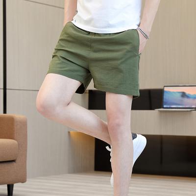 Yousheng Men Shorts Elastic Waist Solid Color Design Fitness Sports Shorts with Pockets Wide Leg Summer Leisure Shorts