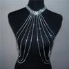 BC22865 Luxury Rhinestone Tassel Body Chain Sexy Shiny Nightclub Body Jewelry Bra Chain Necklace Rhinestone