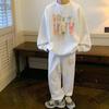 Harajuku Trendy Men's Sporty Casual Two-Piece Set: Creative Design Loose Hoodie & Pants