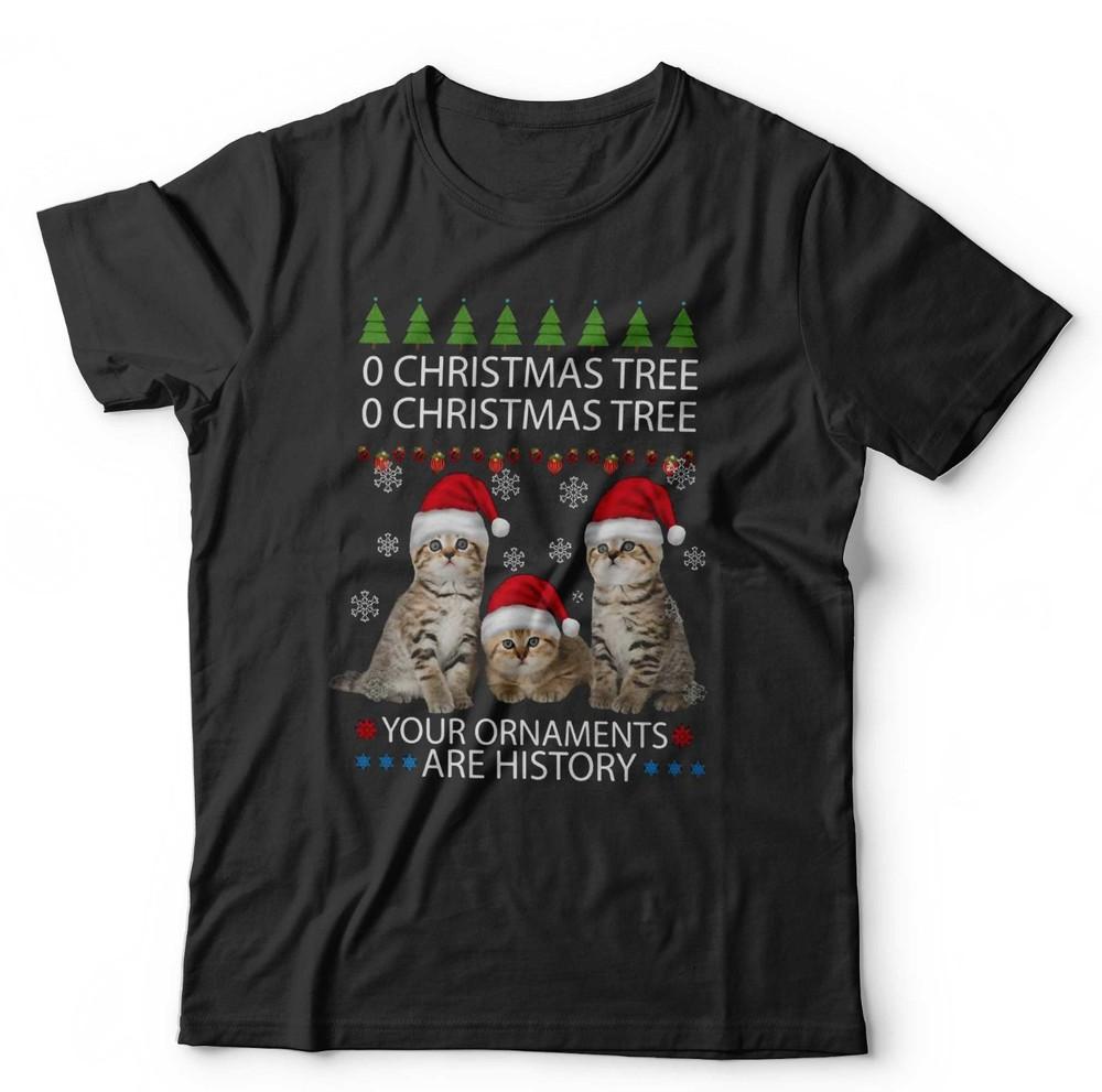 

O Christmas Tree Ugly T Shirt Unisex and Kids Funny Cute Cat Kitten Festive Xmas 3XL