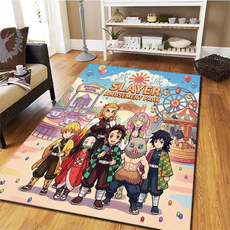 Dämonentöter Teppich für Wohnzimmer Schlafzimmer Zuhause Sofadekoration Kinder Spiel rutschfeste Bodenmatte