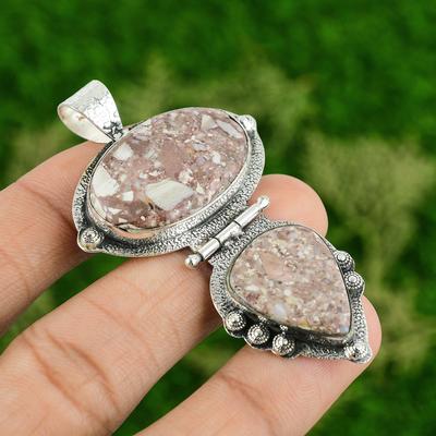 925 Sterling Silver Red Brecciated Mookaite Stone Anniversary Wife New Pendant